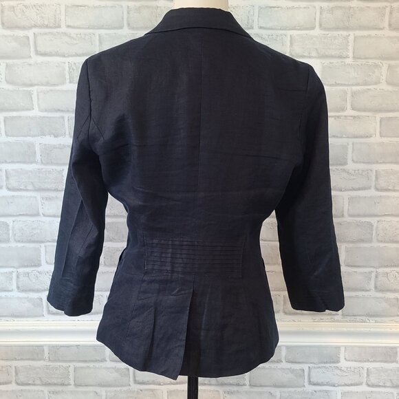 Banana Republic Navy Blue Linen Lightweight Blazer Jacket Career Casual Women 6 - Picture 3 of 10